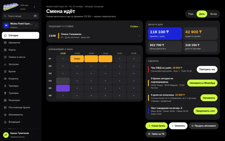 CRM для клуба: Сегодня