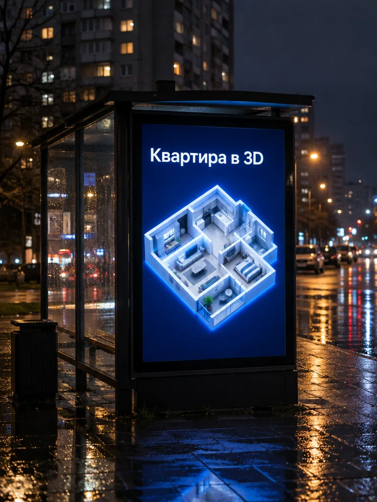 Объём — Афиша на остановке