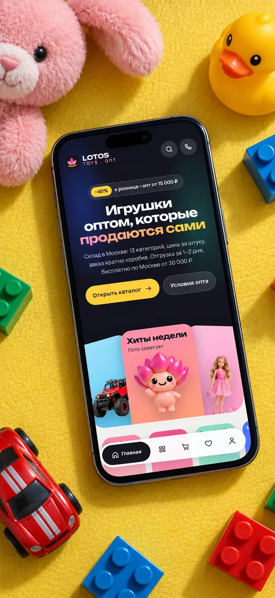 Лотос TOYS — Сайт на телефоне