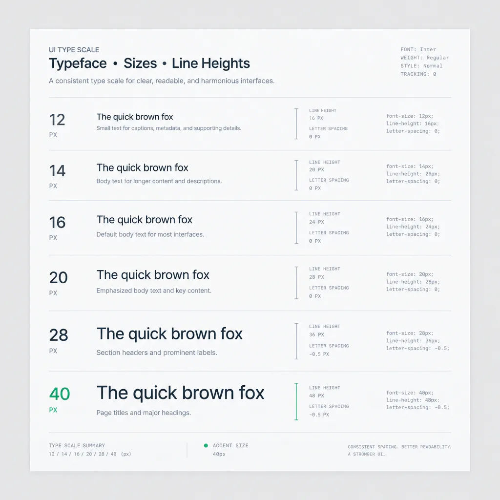 Type scale sheet