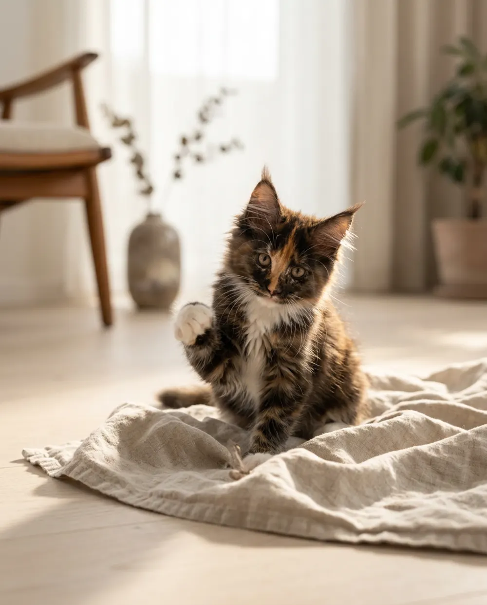 Корица играет дома